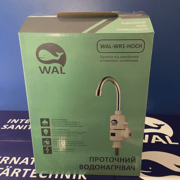 Проточний електричний водонагрівач для кухні 3 кВт WAL PULSE7-A501 WALPULSE7A501 фото