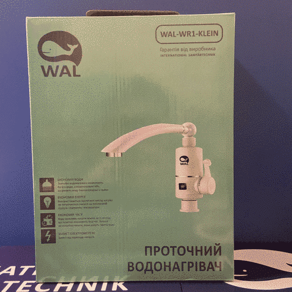 Електричний проточний водонагрівач для раковини 3 кВт WAL PULSE1-A501 WALPULSE1A501 фото
